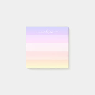 Elegant rainbow striped script name notes