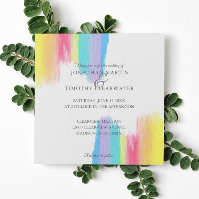 Elegant Rainbow Watercolor Paint Summer Wedding Invitation (Creator Uploaded)