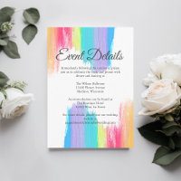 Elegant Rainbow Wedding Reception Event Details