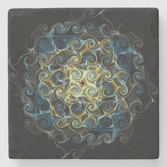 Elegant Raindrops Patterned Stone Coaster (Front)