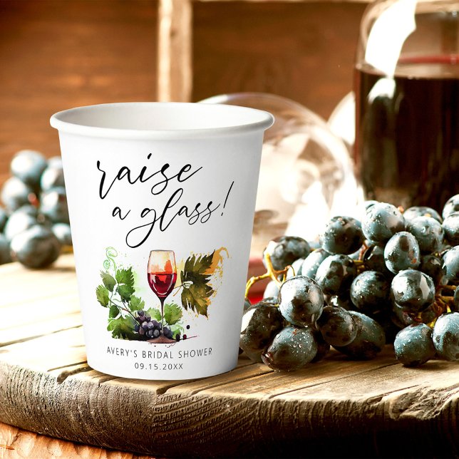 Elegant Raise a Glass Watercolor Wine Tasting Paper Cups (Creator Uploaded)