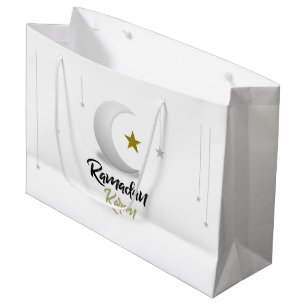 Elegant Ramadan Kareem Crescent Design Islamic Art Large Gift Bag