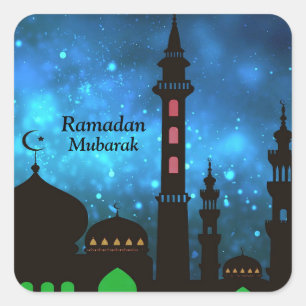 Elegant Ramadan Mubarak Islamic Masjid Design Square Sticker