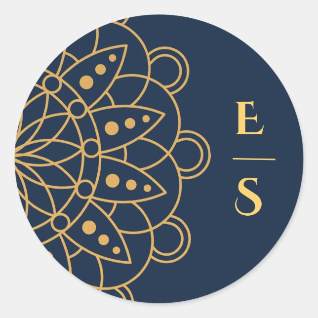 Elegant Rangoli Indian Wedding Classic Round Sticker (Front)