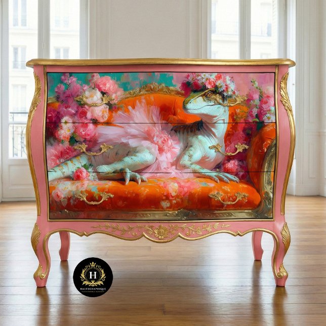 Elegant Raptor in Pink Tutu Floral Couch Decoupage Tissue Paper (Creator Uploaded)
