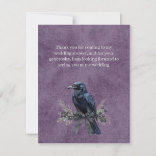 Elegant Raven Wreath Wedding Shower Thank You Card