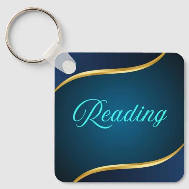 Elegant Reading Book Lover Keychain Gold Design (Front)