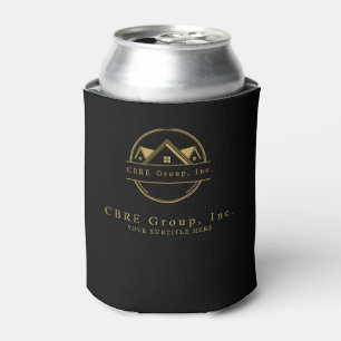 Elegant Real Estate Black and gold custom logo Can Cooler