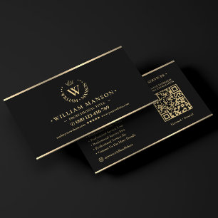 Elegant Real Estate Broker Realtor Crown Black Business Card