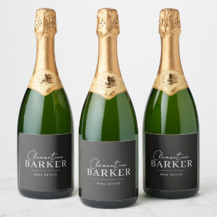 Elegant Real Estate Client Gift Wine Bottle Label, Sparkling Wine Label