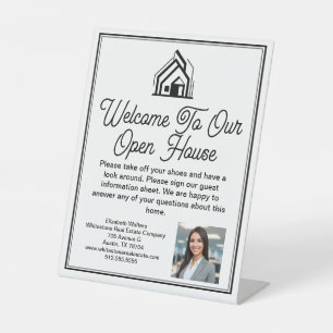 Elegant Real Estate Company Open House Welcome Pedestal Sign