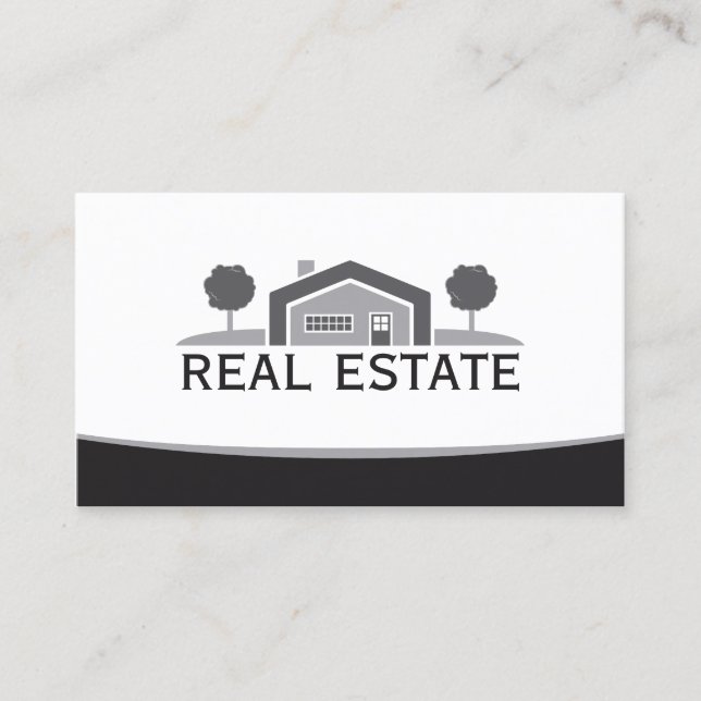 Elegant Real Estate, House Logo, Realtor Business Card (Front)