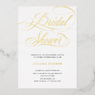 Elegant Real Foil Calligraphy Bridal Shower Invite
