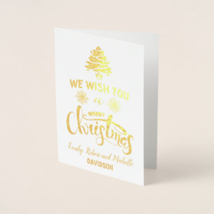 Elegant Real Foil Merry Christmas Custom Monogram Card