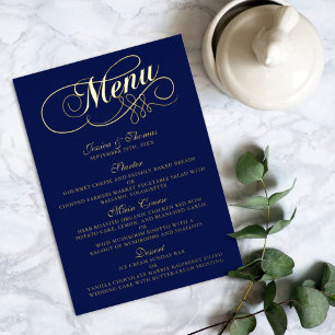 Elegant Real Foil Pressed Wedding Menu Cards