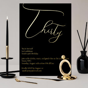Elegant Real Foil Thirty 30th Birthday Invitation