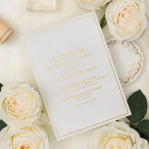 Elegant Real Gold Foil Calligraphy Formal Wedding