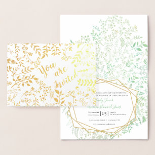 Elegant Real Gold Foil Floral Wedding Invitations