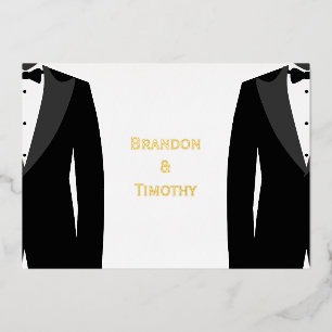 Elegant Real Gold Foil Gay Wedding RSVP Cards