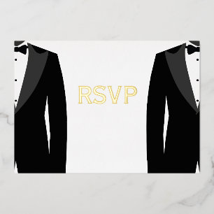Elegant Real Gold Foil Gay Wedding RSVP Cards