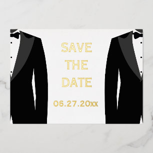 Elegant Real Gold Foil Gay Wedding Save The Date