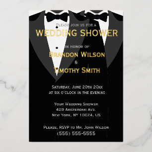 Elegant Real Gold Foil Gay Wedding Shower Invites