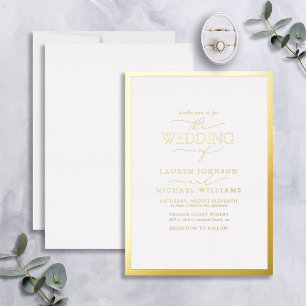 Elegant Real Gold Foil Modern Calligraphy Wedding