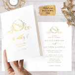 Elegant Real Gold Foil Monogram, Folded Wedding Fo Foil Card<br><div class="desc">Elegant and unique Wedding folded invitation with real gold foil front with delicate real foil fine hand drawn monogram with couple's initials, back with real foil floral detail. Inside's card not in real foil but rather in golden hue tone allowing guests to effortlessly read all your wedding details. White and...</div>