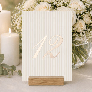 Elegant Real Gold Foil Table Number Card
