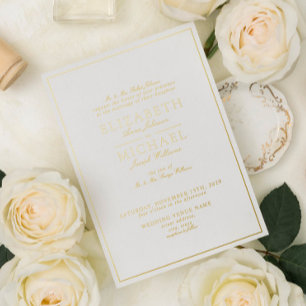 Elegant Real Gold Foil White Script Wedding