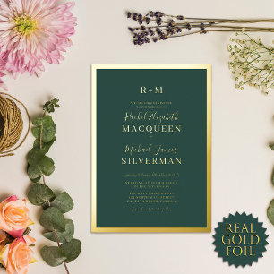 Elegant Real Gold Thick Border Green Wedding