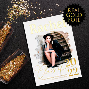 Elegant Real Gold Typography Class of Graduation