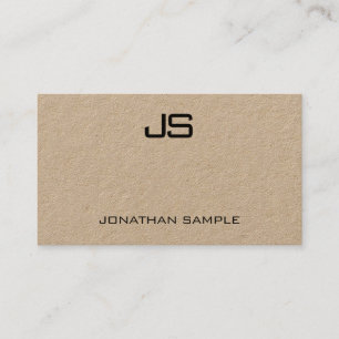 Elegant Real Kraft Paper Modern Monogrammed Business Card