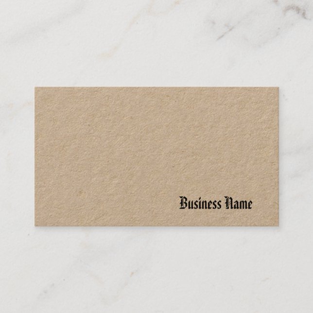 Elegant Real Kraft Paper Nostalgic Template Brown Business Card (Front)