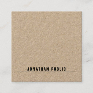 Elegant Real Kraft Paper Simple Modern Minimalist Square Business Card