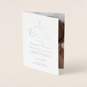 Elegant real silver metallic foil Baby Baptism Foil Card
