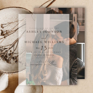 Elegant Real Vellum Overlay Modern 3 Photo Wedding Invitation