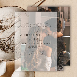 Elegant Real Vellum Overlay Modern 4 Photo Wedding Invitation