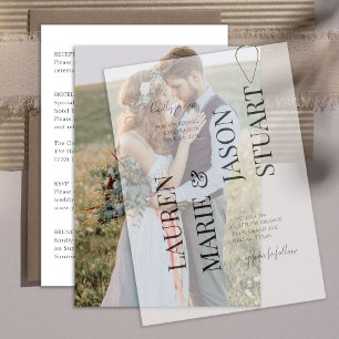 Elegant Real Vellum Overlay Simple Photo Wedding Invitation
