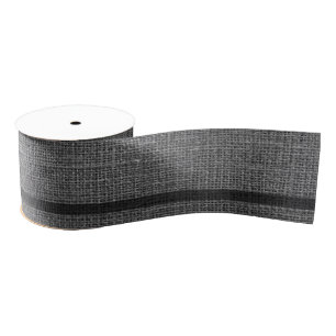 Elegant Realistic Burlap Rustic Grey Charcoal Grosgrain Ribbon