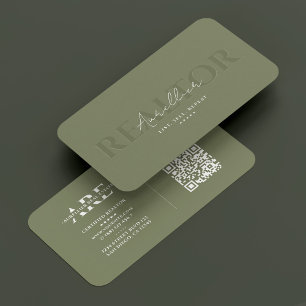 Elegant Realtor Real Estate Broker Sage Modern Business Card