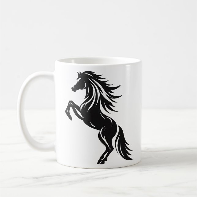 Elegant Rearing Horse Silhouette Design Coffee Mug (Left)