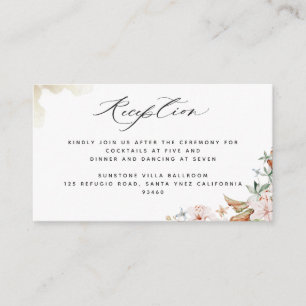 Elegant Reception Earthy Blooms Beige Watercolor Enclosure Card