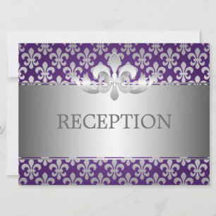 Elegant Reception Fleur De Lis Purple Invitation