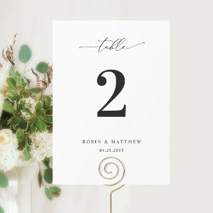 Elegant Reception Script Calligraphy Table Number