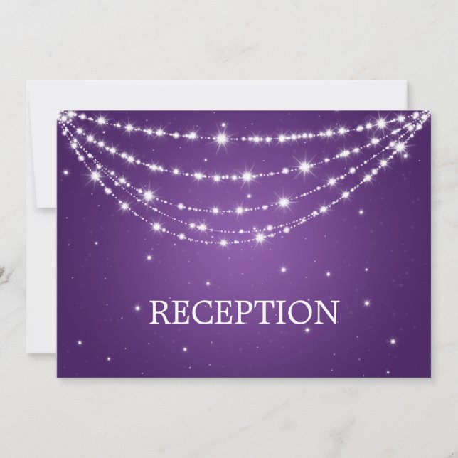 Elegant Reception Sparkling Chain Purple Invitation (Front)