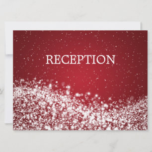 Elegant Reception Sparkling Wave Red Invitation