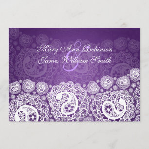 Elegant  Reception Star Paisley Lace Purple Invitation