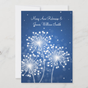 Elegant  Reception Summer Sparkle Sapphire Blue Invitation