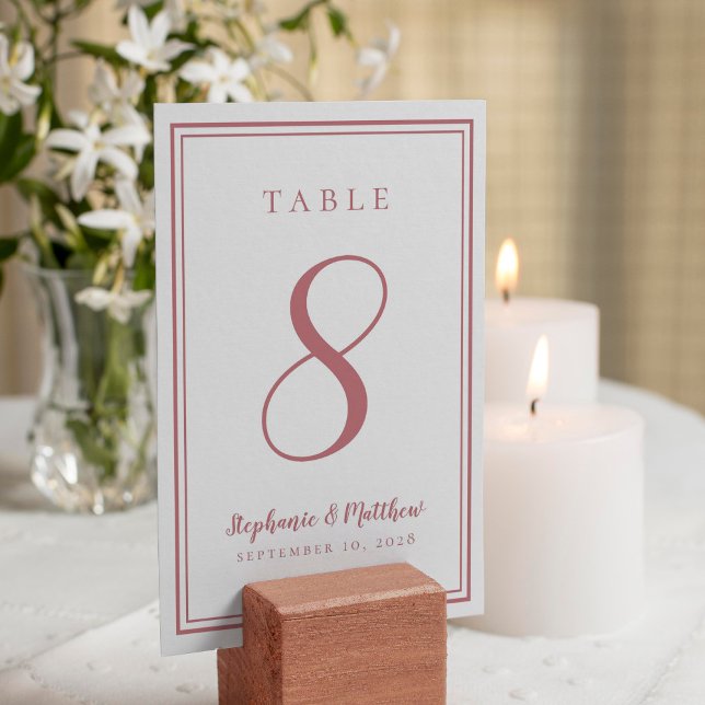 Elegant Reception Wedding Simple Dusty Rose White Table Number (Creator Uploaded)